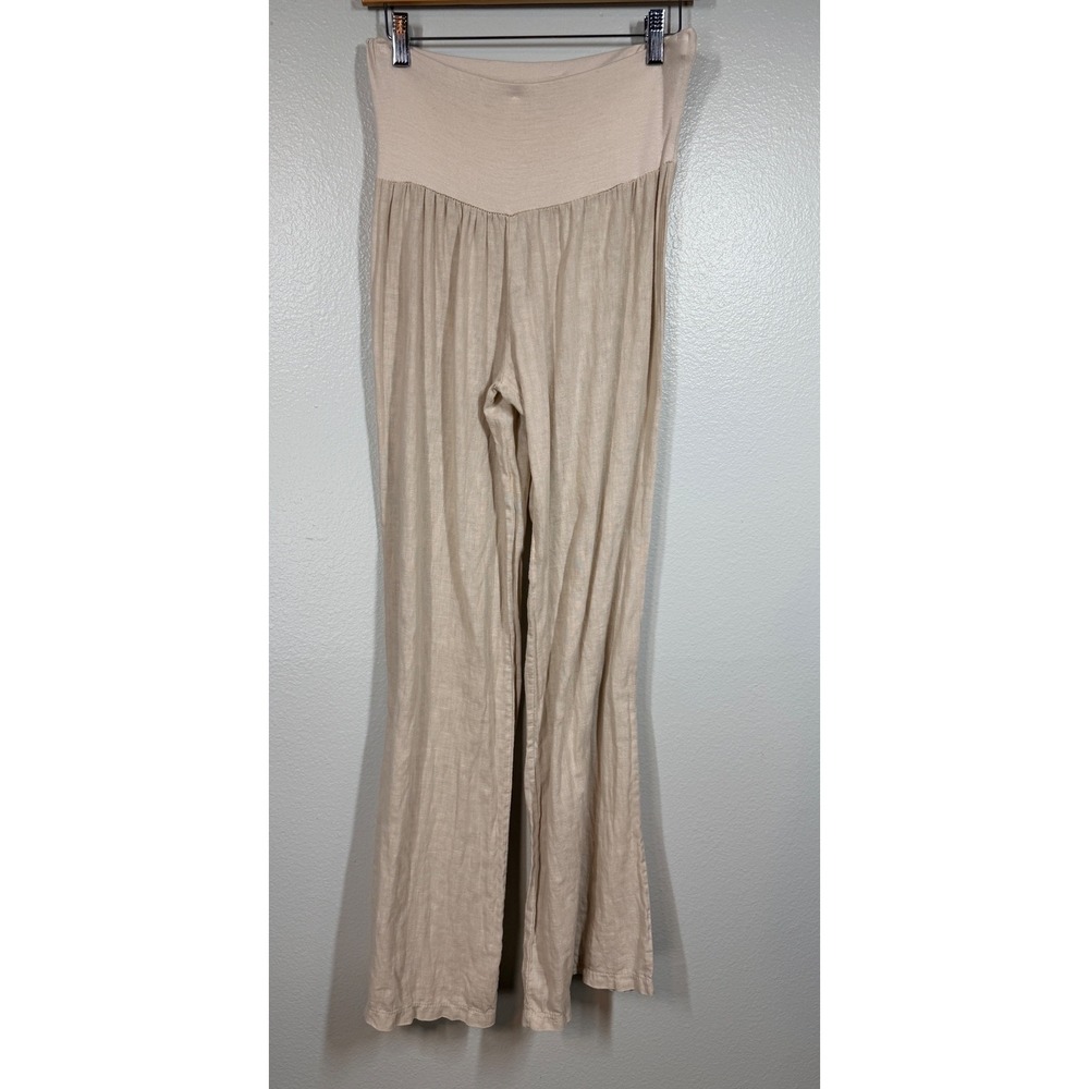 Scandal Made in Italy Pants Women One Size Beige Linen Wide Leg Palazzo Boho